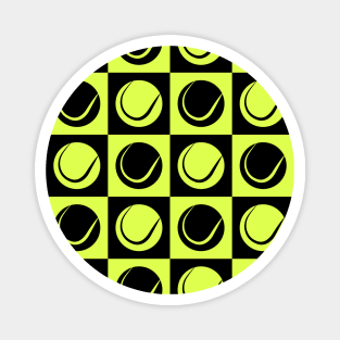 Tennis Ball Checkered Seamless Pattern - Black and Yellow Tones Magnet